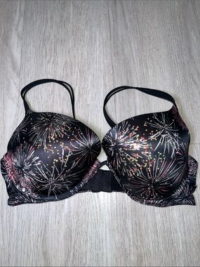 Victoria’s Secret Very Sexy Black Rhinestone Firework Print Push-Up Bra 34C